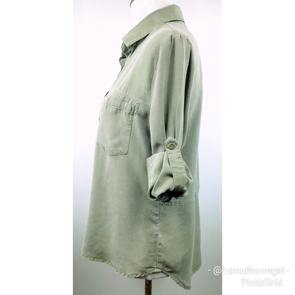 Anthropologie Cloth & Stone camp shirt green S - Picture 4 of 8